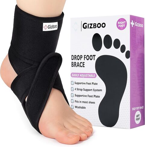 Afo Foot Drop Brace - عوامل تجميل القدم القابلة للتعديل للتنفس للمشي ، والنوم ، والتخفيف من إسقاط القدم التي تحرضها MS ، والسكتة الدماغية ، و TBI ، وتخفيف آلام الأوتار Achilles للرجال والنساء (يمين) in Kuwait