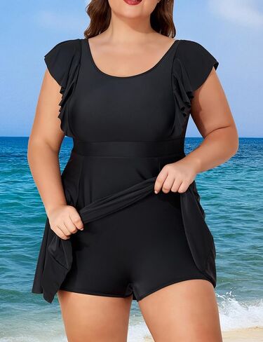Smismivo plus swimsuit للنساء السيطرة على البطن فستان السباحة قطعة واحدة للسبع بدلة التخسيس أشكش السباحة متعرج 2025 in Kuwait