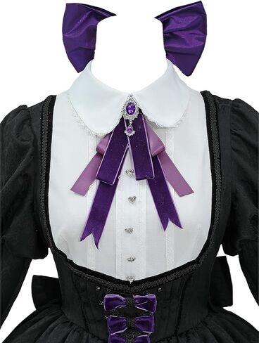 miccostumes النساء الأزياء الأنيمي cosplay الفستان القوطي الأرجواني الأسود والحزام مع جوارب مخططة و bowtie in Saudi Arabia