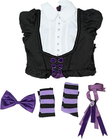 miccostumes النساء الأزياء الأنيمي cosplay الفستان القوطي الأرجواني الأسود والحزام مع جوارب مخططة و bowtie in Saudi Arabia