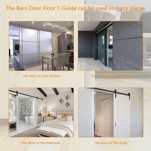 Sliding Barn Door Floor Guide, Aluminum T-Guide, Floor Mounted Bottom Guides， Heavy Duty Barn Door Hardware Adjustable for Sliding Closet Doors，Silver(4PK) in Saudi Arabia