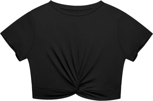 Lastshe Women's Plus Size Summer Crop Tops Short Sleeve Blouses Tie Twist Front Tee T-Shirt Outfits in Saudi Arabia