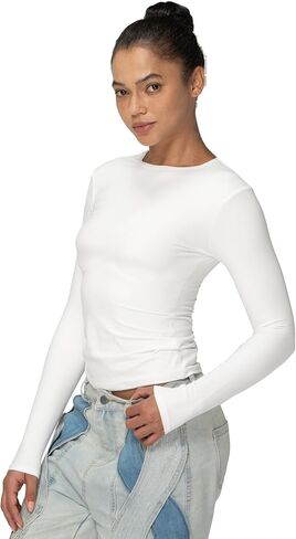 Sunzel Long Sleeve T Shirts for Women with Crew Neck, Double Lined Tops Slim Fit Basic Tee, Casual Undershirt Outfits in Saudi Arabia