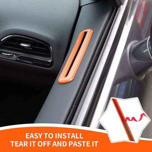 for Challenger Door Air Vent Trim, Door AC Air Conditioner Outlet Vent Cover Ring Compatible with 2015-2023 Dodge Challenger Interior Accessories, Orange in Saudi Arabia