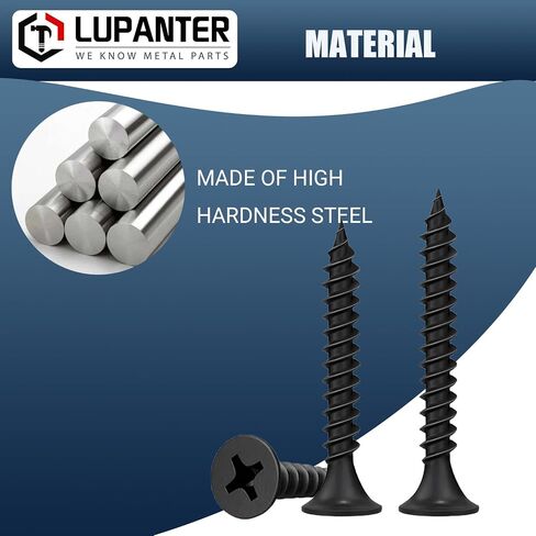 Wood Screws Assortment Kit, 180 PCS Stainless Steel Flat Head Wood Screws Set, Phillips Drive Assorted Screws,Including Sizes(#6 x 1/2, #6 x 3/4, #6 x 1, #6 x 1-1/4, #6 x 2 Inch) in Saudi Arabia