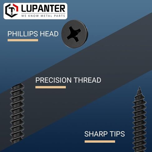 Wood Screws Assortment Kit, 180 PCS Stainless Steel Flat Head Wood Screws Set, Phillips Drive Assorted Screws,Including Sizes(#6 x 1/2, #6 x 3/4, #6 x 1, #6 x 1-1/4, #6 x 2 Inch) in Saudi Arabia