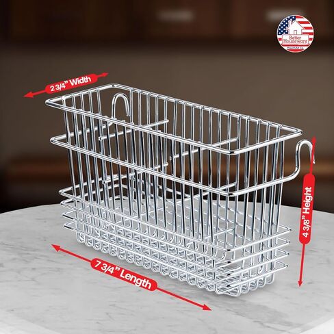 Better Houseware Cutlery Drying Basket with Hooks - Black Coated Steel Wire - 3 Compartments - Fits Most Dish Racks - Utensil Drying Rack for Sink in Saudi Arabia