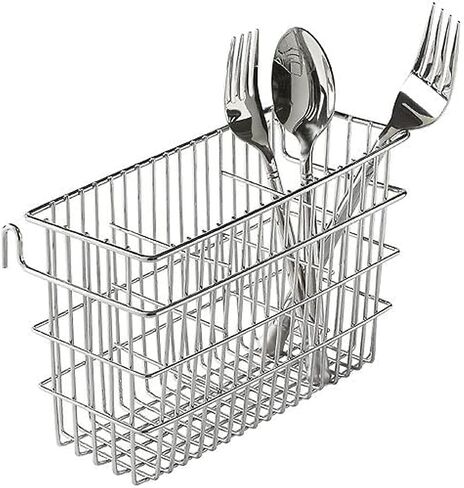 Better Houseware Cutlery Drying Basket with Hooks - Black Coated Steel Wire - 3 Compartments - Fits Most Dish Racks - Utensil Drying Rack for Sink in Saudi Arabia