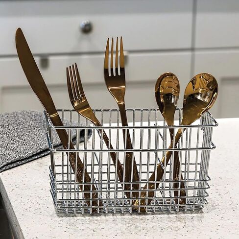 Better Houseware Cutlery Drying Basket with Hooks - Black Coated Steel Wire - 3 Compartments - Fits Most Dish Racks - Utensil Drying Rack for Sink in Saudi Arabia