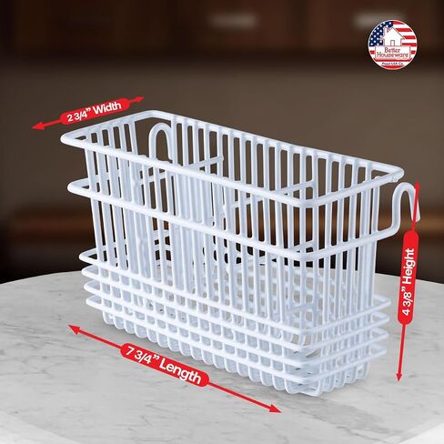 Better Houseware Cutlery Drying Basket with Hooks - Black Coated Steel Wire - 3 Compartments - Fits Most Dish Racks - Utensil Drying Rack for Sink in Saudi Arabia