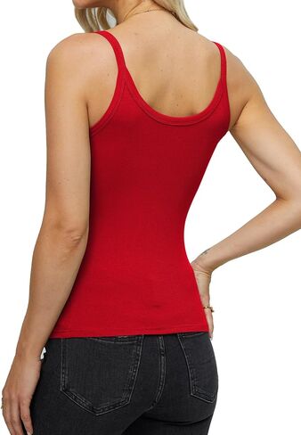 Jar of Love Womens Spaghetti Strap Scoop Neck Ribbed Tank Tops for Women 2025 Slim Fitted Soft Camisole Basic Layering Shirts in Kuwait