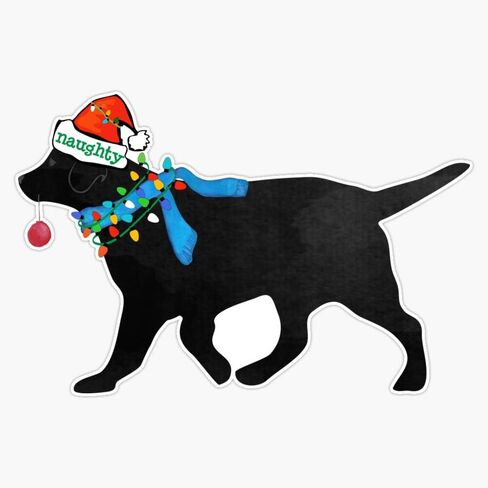 MAGNET Black Lab Naughty Christmas Dog Vinyl Waterproof Magnetic Sticker Vinyl Waterproof Magnet Decal Car 5" in Saudi Arabia