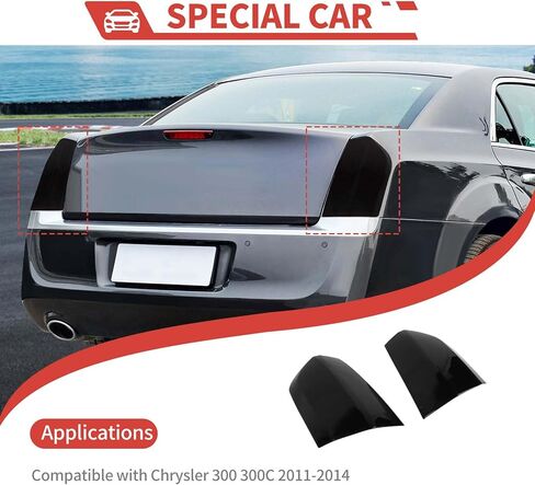Tail Light Lamp Cover Guard Blackout Kit Exterior Accessories Compatible with Chrysler 300 300C,Smoked Black (2015+) in Kuwait