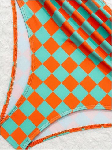 SOLY HUX Women's Plaid Bathing Suit Checkered Print One Shoulder Ruched High Waisted Bikini Set Two Piece Swimsuit in Saudi Arabia