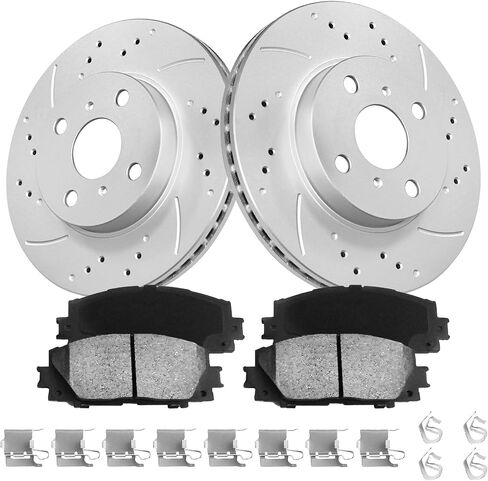 Front Brake Kit, Brake Rotors Brake Pads Compatible with 2007-2018 Toyota Yaris, 2012-2019 Toyota Prius C, 2013 Scion iQ| Geomet Coated |255mm(10in)|D1184-8301 & 31439 |Front Brake Rotors in Saudi Arabia