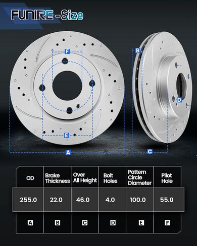 Front Brake Kit, Brake Rotors Brake Pads Compatible with 2007-2018 Toyota Yaris, 2012-2019 Toyota Prius C, 2013 Scion iQ| Geomet Coated |255mm(10in)|D1184-8301 & 31439 |Front Brake Rotors in Saudi Arabia