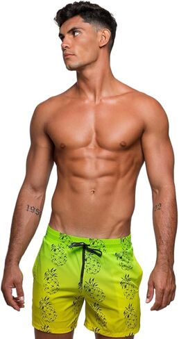 Rounderbum Mens Swimwear | Beach Shorts | Padded Technology | Quick Dry | Drawstring | Bathing Suits | Swim Shorts | Palm Green | Large in Saudi Arabia
