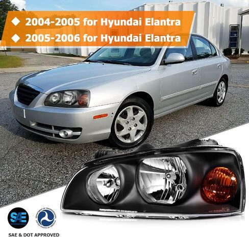 مجموعة المصابيح الأمامية لـ Hyundai Elantra 2004-2006 Black Housing Amber Refferect in Saudi Arabia