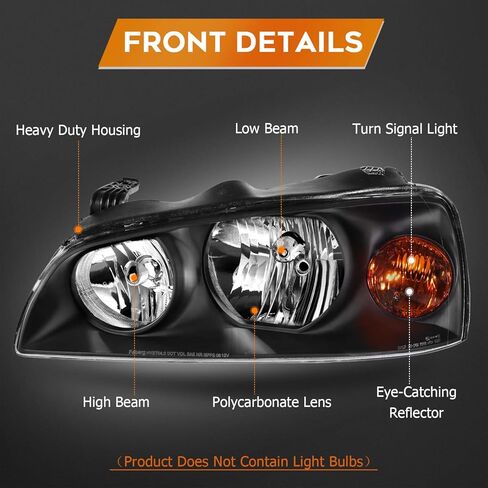 مجموعة المصابيح الأمامية لـ Hyundai Elantra 2004-2006 Black Housing Amber Refferect in Saudi Arabia