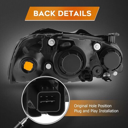 مجموعة المصابيح الأمامية لـ Hyundai Elantra 2004-2006 Black Housing Amber Refferect in Saudi Arabia