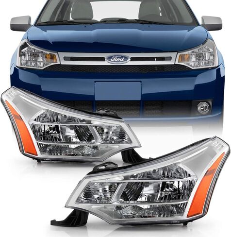 ACANII - For 2008-2011 Ford Focus S SE SES SEL Coupe/Sedan OE Style Chrome Headlights Headlamps Assembly Set Left+Right in Saudi Arabia