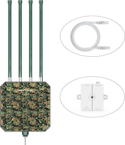 نقطة وصول لاسلكية WAVLINK خارجية واي فاي 6، AX1800 WiFi 6 موسع طويل المدى، يدعم PoE النشط، هوائيات 4x8dBi، يعمل مع Starlink/مكرر/جهاز التوجيه، IP67، ما يصل إلى 128 جهازًا للمزرعة، الفناء، RV، المخيم in Kuwait