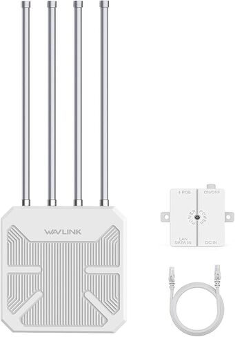 نقطة وصول لاسلكية WAVLINK خارجية واي فاي 6، AX1800 WiFi 6 موسع طويل المدى، يدعم PoE النشط، هوائيات 4x8dBi، يعمل مع Starlink/مكرر/جهاز التوجيه، IP67، ما يصل إلى 128 جهازًا للمزرعة، الفناء، RV، المخيم in Saudi Arabia