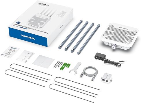 نقطة وصول لاسلكية WAVLINK خارجية واي فاي 6، AX1800 WiFi 6 موسع طويل المدى، يدعم PoE النشط، هوائيات 4x8dBi، يعمل مع Starlink/مكرر/جهاز التوجيه، IP67، ما يصل إلى 128 جهازًا للمزرعة، الفناء، RV، المخيم in Saudi Arabia