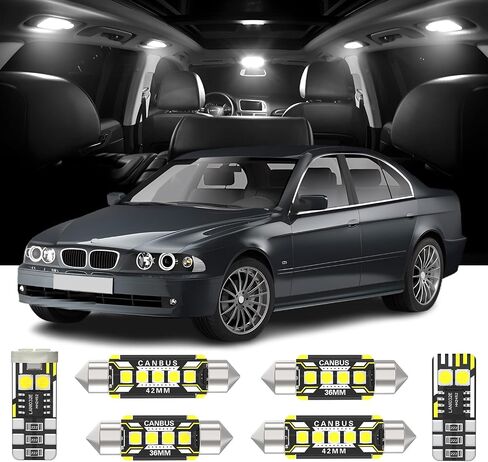 23 Pieces E60 E61 LED Interior Lights Kit for BMW 5 Series E60 E61 Sedan Wagon 2004 2005 2006 2007 2008 2009 2010 6000K White Interior LED Bulbs + Cargo Trunk Light, License Plate Light, Install Tool in Saudi Arabia