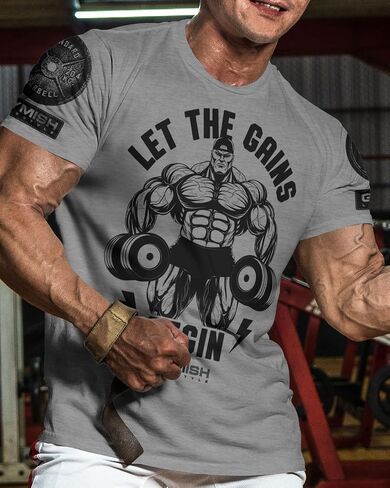 Let The Gains Begin Motivational Workout Gym T-Shirt for Men in Saudi Arabia