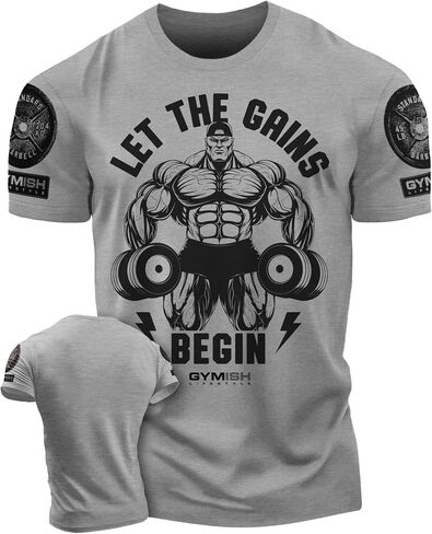 Let The Gains Begin Motivational Workout Gym T-Shirt for Men in Saudi Arabia