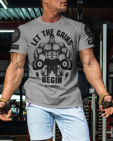 Let The Gains Begin Motivational Workout Gym T-Shirt for Men in Saudi Arabia