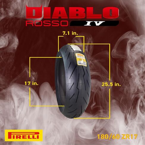 Pirelli Diablo Rosso IV 180/60-17 75W Rear Motorcycle Tire - High Performance, Durable, & Reliable Tire for Super Sport Bikes w/Keychain in Saudi Arabia