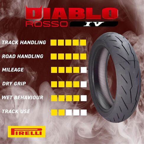 Pirelli Diablo Rosso IV 180/60-17 75W Rear Motorcycle Tire - High Performance, Durable, & Reliable Tire for Super Sport Bikes w/Keychain in Saudi Arabia