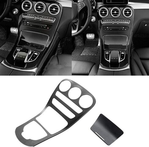 x xotic tech Center Console Gear Shift Panel Frame Cover Trim, Carbon Fiber Pattern, Compatible with Mercedes Benz C Class W205 2019-2021, GLC Class X253 2019-2022 (Without Clock) in Saudi Arabia