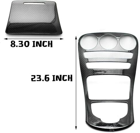 x xotic tech Center Console Gear Shift Panel Frame Cover Trim, Carbon Fiber Pattern, Compatible with Mercedes Benz C Class W205 2019-2021, GLC Class X253 2019-2022 (Without Clock) in Saudi Arabia