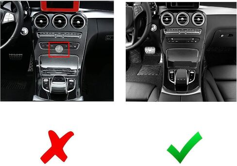 x xotic tech Center Console Gear Shift Panel Frame Cover Trim, Carbon Fiber Pattern, Compatible with Mercedes Benz C Class W205 2019-2021, GLC Class X253 2019-2022 (Without Clock) in Saudi Arabia