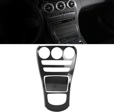 x xotic tech Center Console Gear Shift Panel Frame Cover Trim, Carbon Fiber Pattern, Compatible with Mercedes Benz C Class W205 2019-2021, GLC Class X253 2019-2022 (Without Clock) in Saudi Arabia