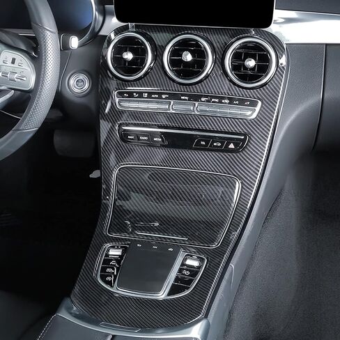 x xotic tech Center Console Gear Shift Panel Frame Cover Trim, Carbon Fiber Pattern, Compatible with Mercedes Benz C Class W205 2019-2021, GLC Class X253 2019-2022 (Without Clock) in Saudi Arabia