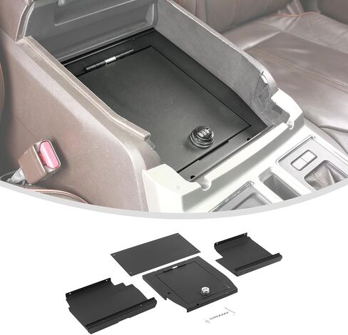 Linskip Console Safe Storage Compatible with 2015-2020 Ford F150, for 2017-2022 F250 F350 F450 F550 Security Console Insert, Console Gun Safe for F150 Accessories(Black) in Saudi Arabia