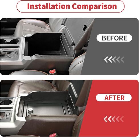 Linskip Console Safe Storage Compatible with 2015-2020 Ford F150, for 2017-2022 F250 F350 F450 F550 Security Console Insert, Console Gun Safe for F150 Accessories(Black) in Saudi Arabia
