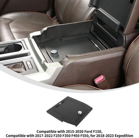 Linskip Console Safe Storage Compatible with 2015-2020 Ford F150, for 2017-2022 F250 F350 F450 F550 Security Console Insert, Console Gun Safe for F150 Accessories(Black) in Saudi Arabia