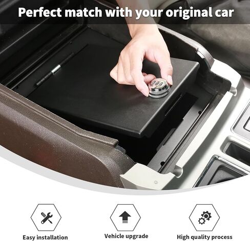 Linskip Console Safe Storage Compatible with 2015-2020 Ford F150, for 2017-2022 F250 F350 F450 F550 Security Console Insert, Console Gun Safe for F150 Accessories(Black) in Saudi Arabia