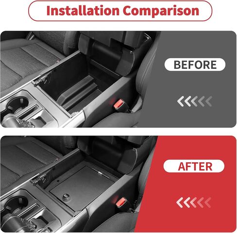 Linskip Console Safe Storage متوافق مع 2015-2020 Ford F150 ، لعام 2017-2022 F250 F350 F450 F550 Console Console ، Gun Console Safe for F150 (Black) in Kuwait