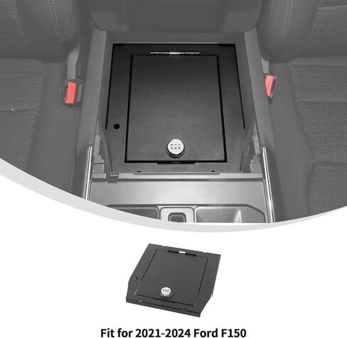 Linskip Console Safe Storage متوافق مع 2015-2020 Ford F150 ، لعام 2017-2022 F250 F350 F450 F550 Console Console ، Gun Console Safe for F150 (Black) in Kuwait