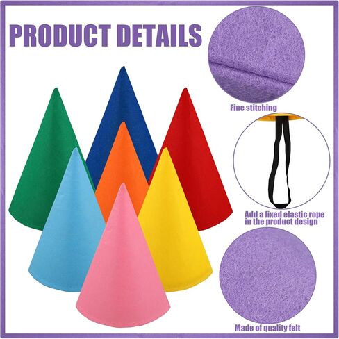8 Packs Halloween Gnome Hats Felt Dwarf Cone Hats Colorful Elf Hat for Unisex Adults Teens Halloween Gnome Hat Crayon Accessory for Halloweens Christmas Costume Accessory Party Supplies in Saudi Arabia