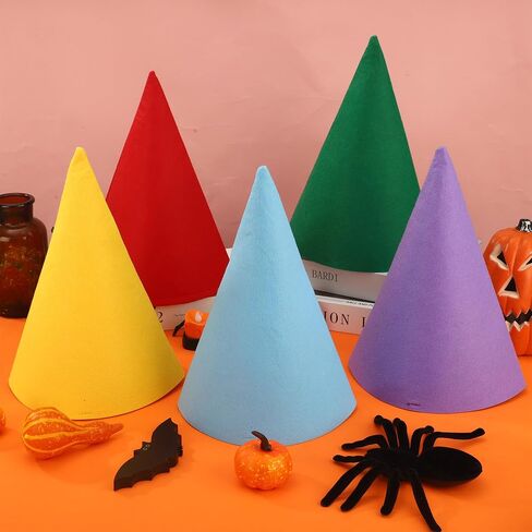 8 Packs Halloween Gnome Hats Felt Dwarf Cone Hats Colorful Elf Hat for Unisex Adults Teens Halloween Gnome Hat Crayon Accessory for Halloweens Christmas Costume Accessory Party Supplies in Saudi Arabia