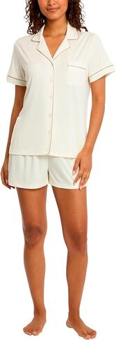 Nicole Miller New York Women's Pajamas 2 Piece Soft Ribbed Button Down PJ Short Set in Kuwait