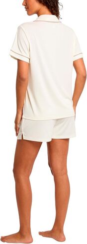 Nicole Miller New York Women's Pajamas 2 Piece Soft Ribbed Button Down PJ Short Set in Kuwait