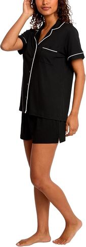 Nicole Miller New York Women's Pajamas 2 Piece Soft Ribbed Button Down PJ Short Set in Kuwait
